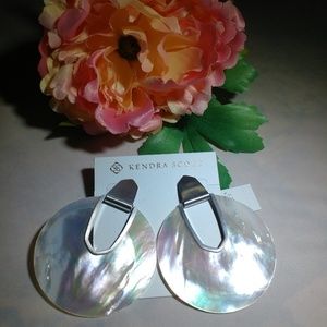 NWT Diane Statement Earrings in Ivory MOP